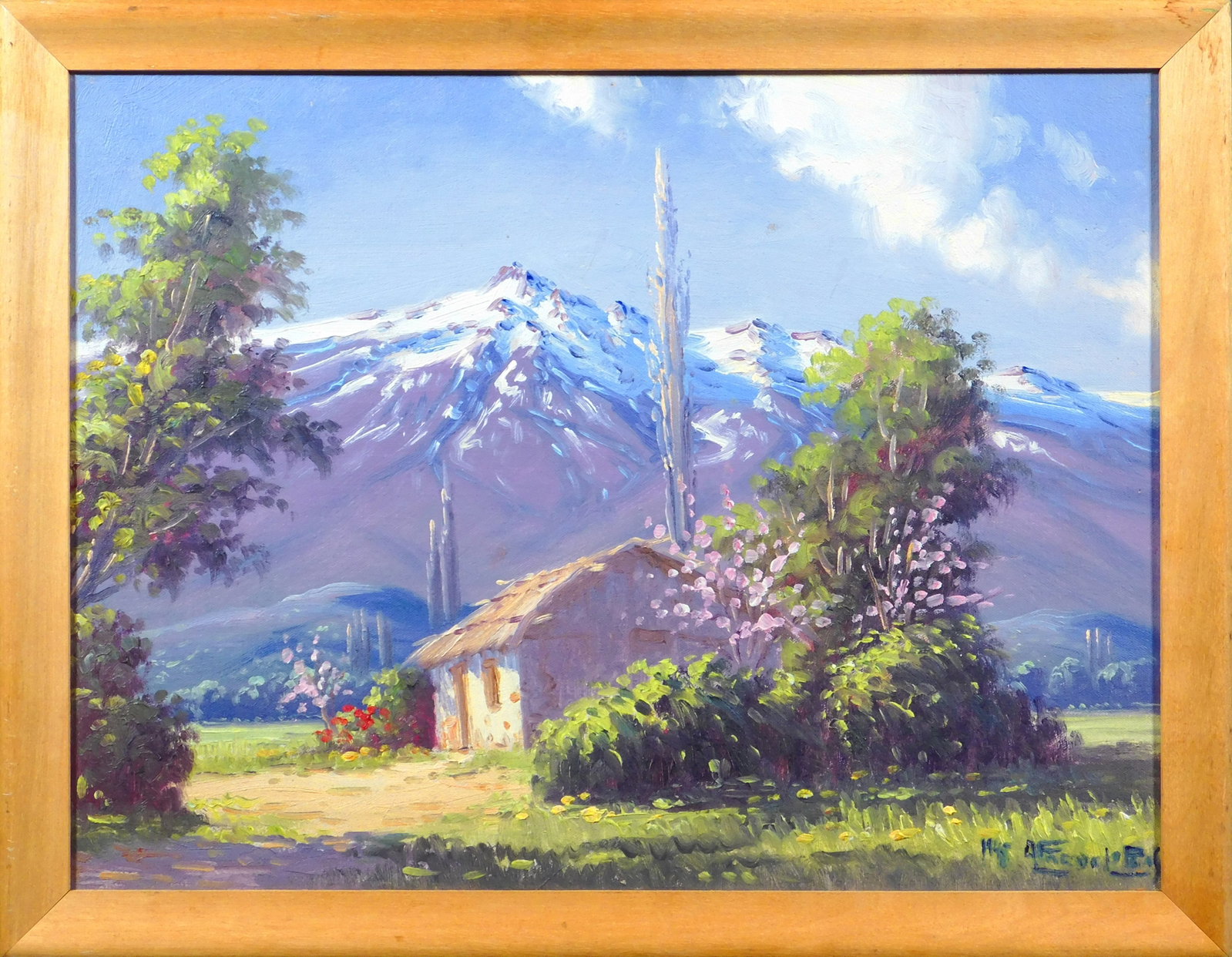 Alfredo Bolos: South West Moutainscape: Alfredo Bolos (20th Century): South West Moutainscape. Oil on canvas laid to board, signed lower right, framed. 13.5 x 17.25 inches framed; 12 x 15.75 inches board. Excellent condition with light