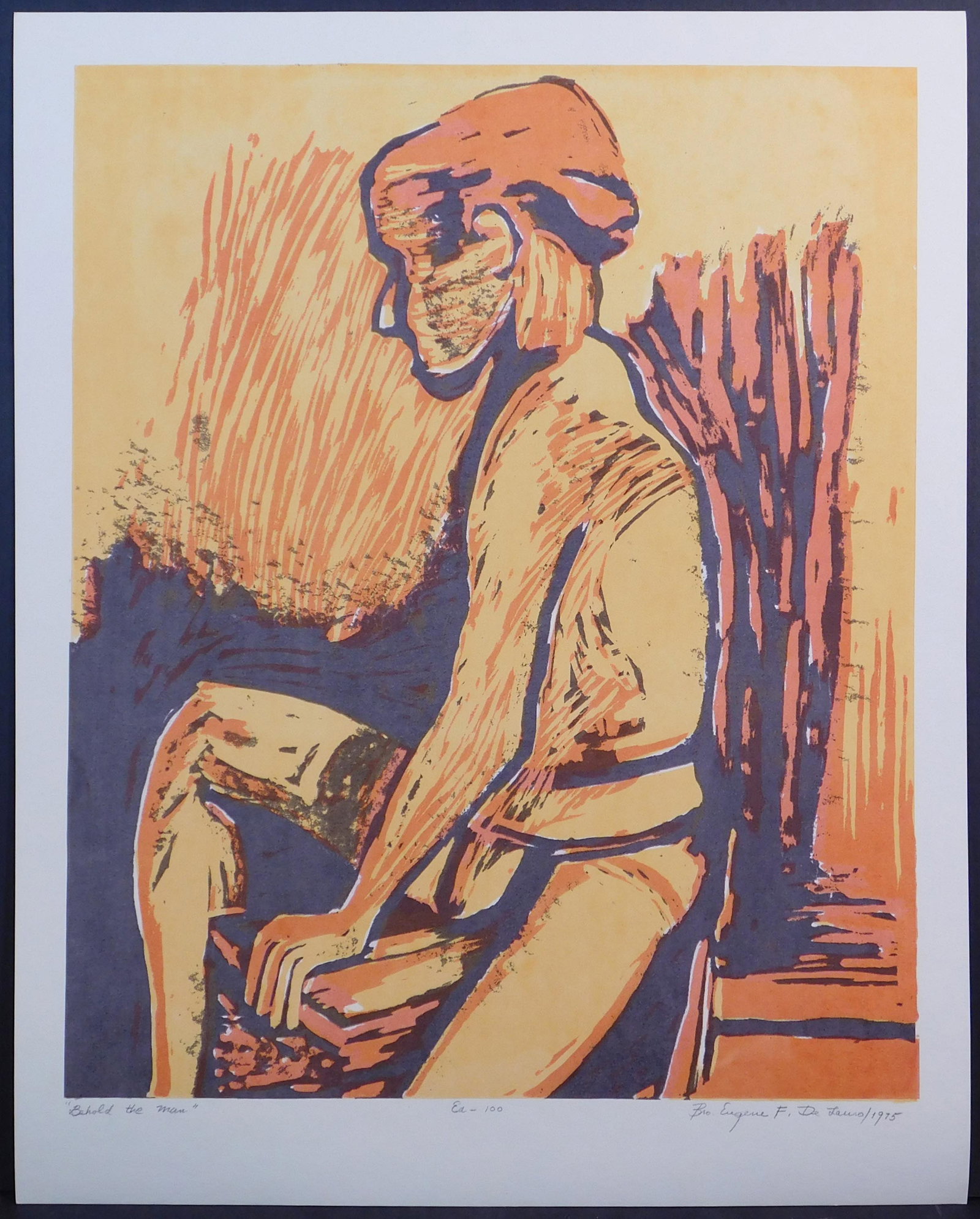 Brother Eugene de Laro: Behold The Man: Brother Eugene de Laro: Behold The Man, 1975. Silkscreen on archival paper edition of 100, signed in pencil below, unframed. From the R.I.S.D. (Rhode Island School of Design) Sixth Annual Silkscreen