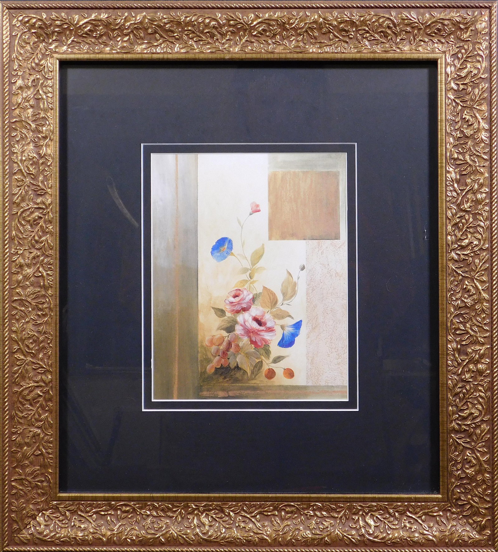 Nicole Marley: Modern design with Flowers: Nicole Marley (20th Century): Modern design with Flowers. Offset lithograph professionally framed and matted. 21.25 x 19.25 framed; 9.5 x 7.75 inches sight. Private collection, Boston. Great