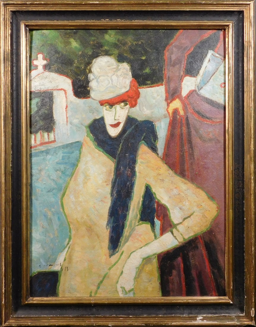 Erich Heckel, Attributed: Jesuiten III, 1915 After Lyonel Feininger: Erich Heckel (German, 1883 - 1970) Manner of/ Attributed: Jesuiten III, 1915 After Lyonel Feininger (1871 - 1956). Oil on canvas mounted to board, signed and dated lower left, framed. This item is bei