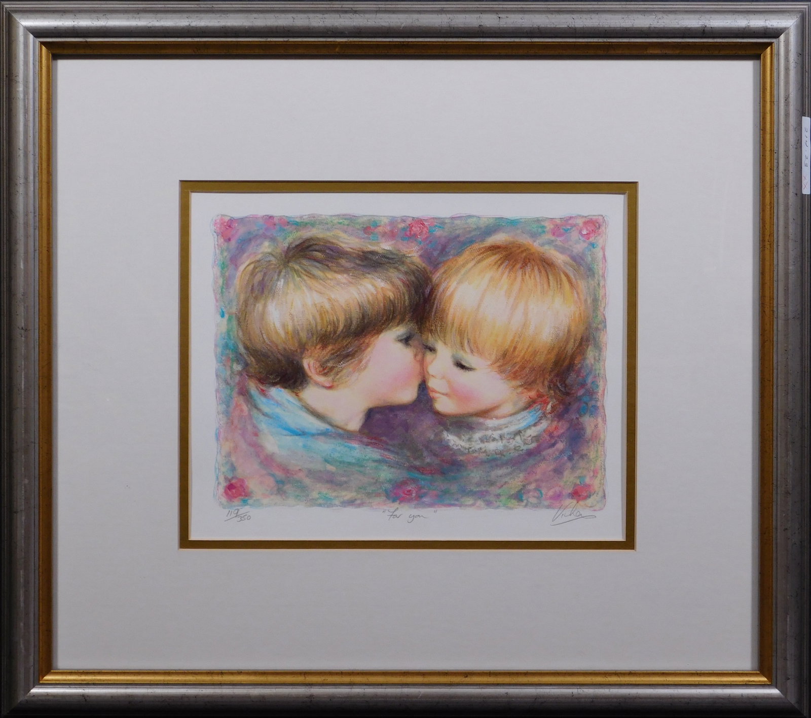 Mary Vickers: For You: Mary Vickers (British, 1940): For You. Giclee on paper, signed, titled, and numbered 119/350 in pencil below. This Item is accompanied by a COA. Mary Vickers was born and raised in a small village jus