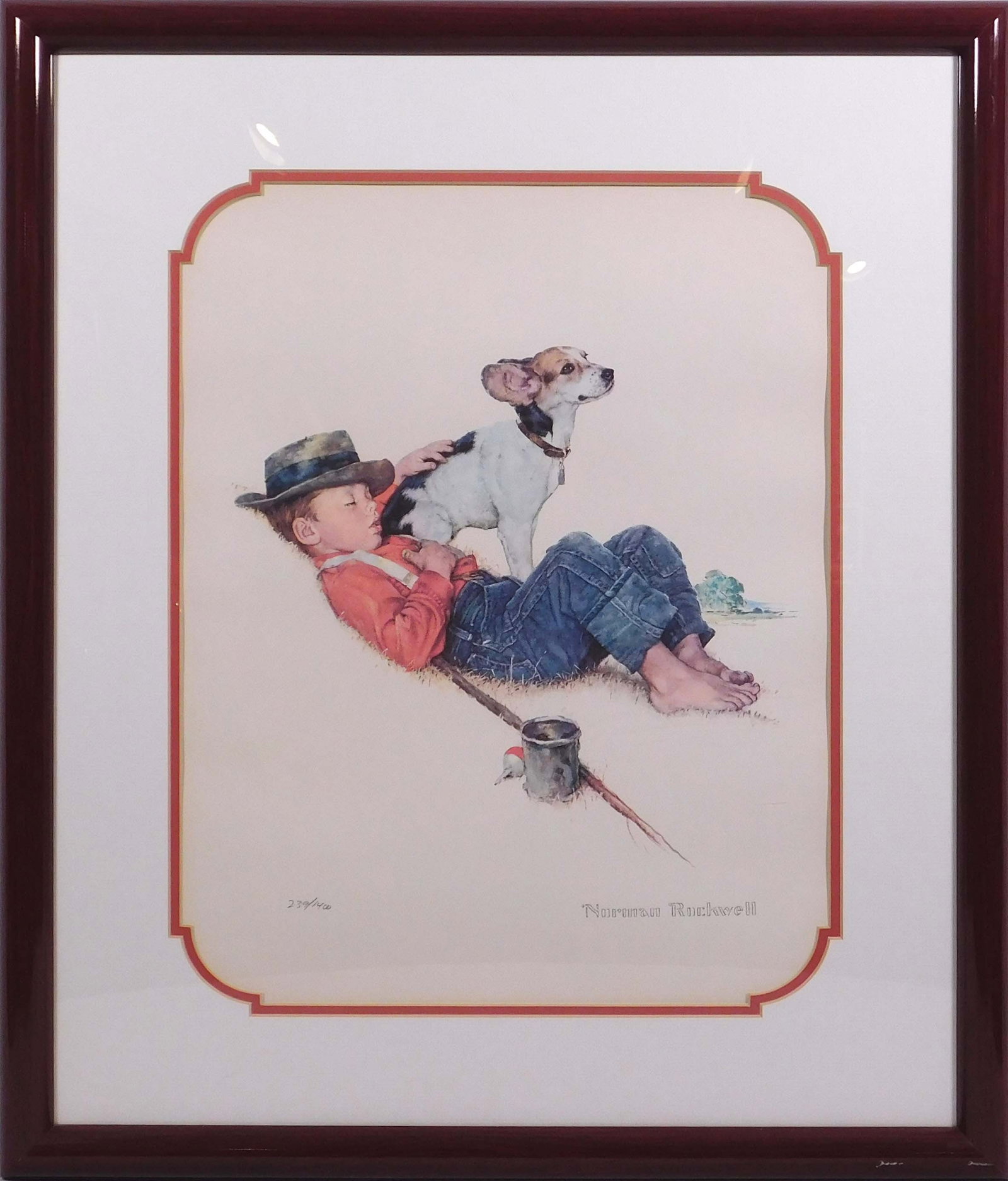 Norman Rockwell (American, 1874-1978): Puppy Love #2: Norman Rockwell (American, 1874-1978): Puppy Love #2. Offset lithograph on paper, signed in plate, numer 239/1400. Norman Percevel Rockwell was an American painter and illustrator. His works have a br