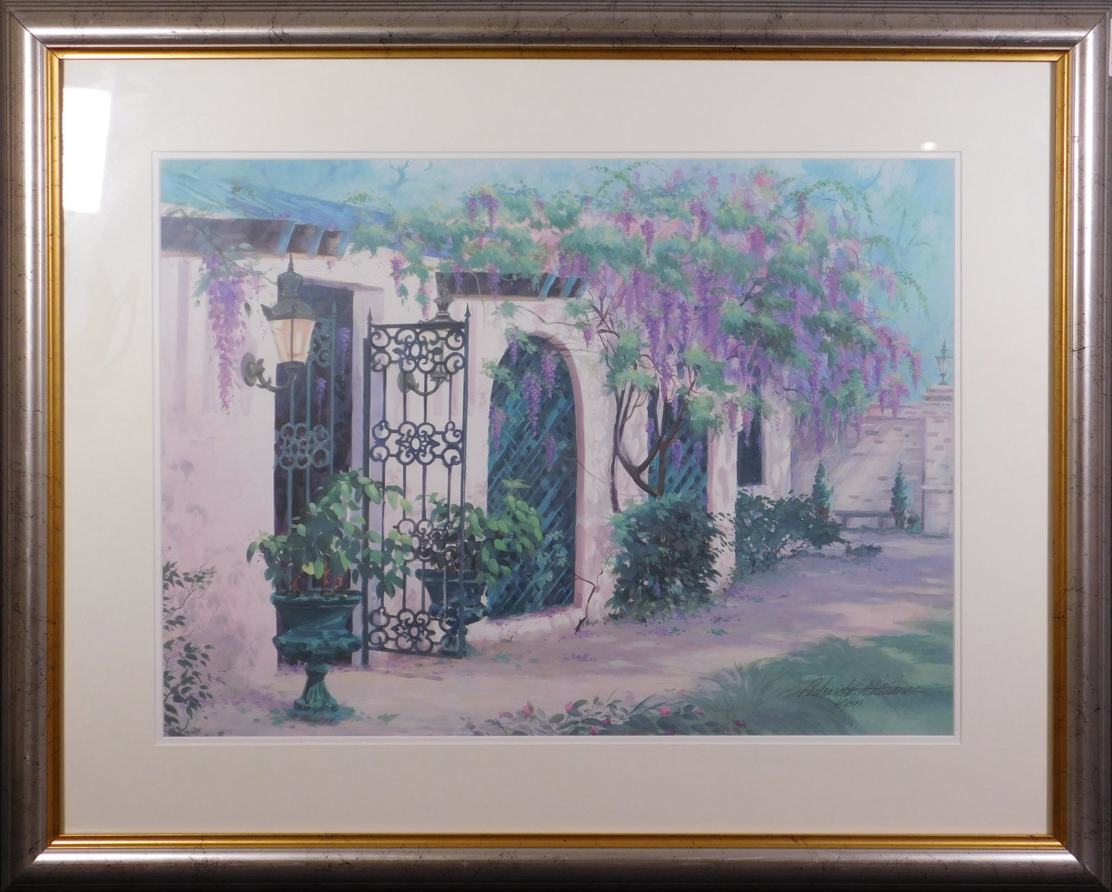 Richard E. Williams: Wisterias: Richard E. Williams (Canadian, 1933-2019): Wisterias, 1999. Lithograph in color on wove paper. Signed in pencil lower right and numbered 63/395. This Item is accompanied by a COA. Since the 1990s,