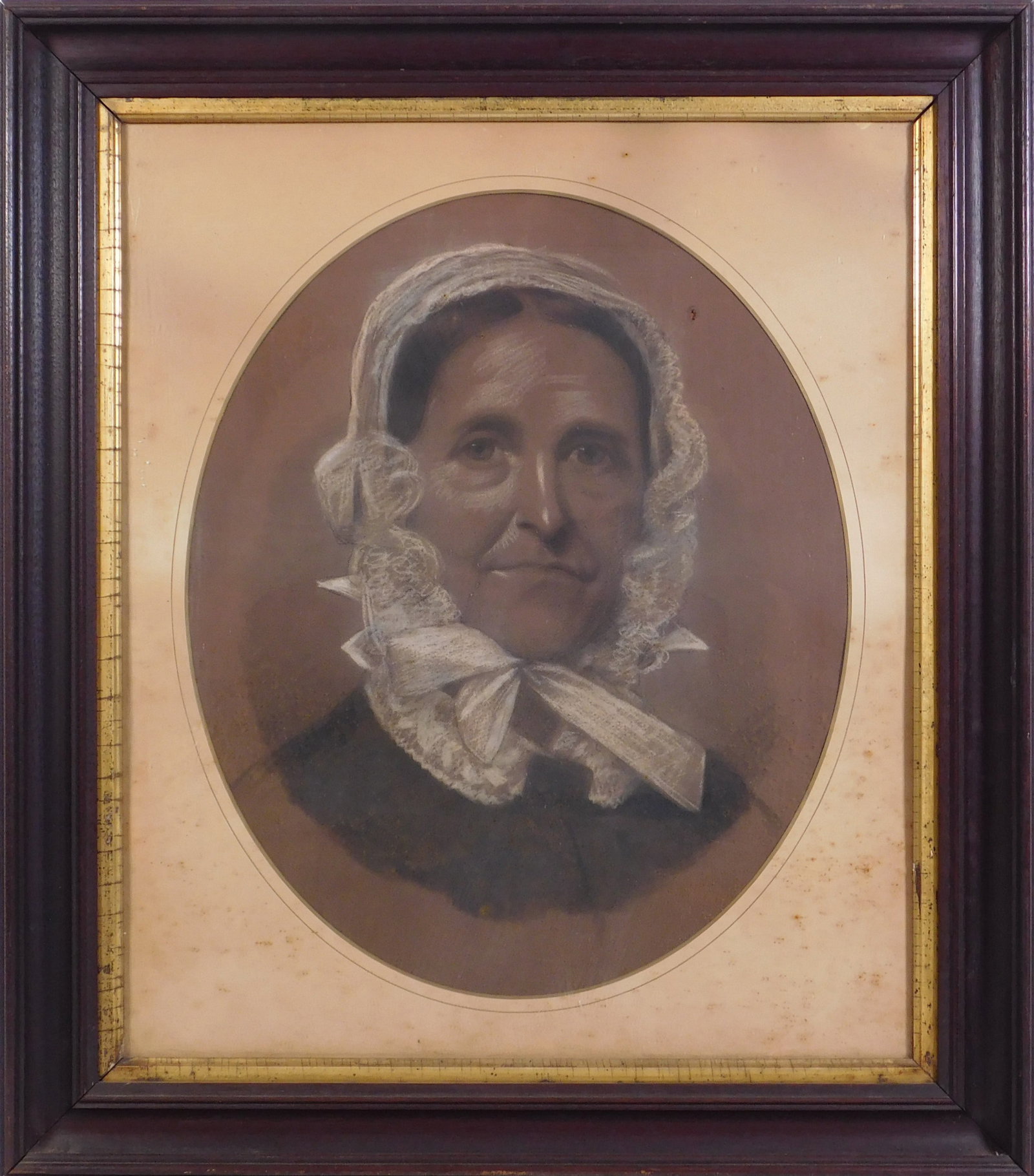 Elizabeth (Belsy) Ragsdale: Elizabeth (Belsy) Ragsdale. Crayon on paper set in an antique frame. 23 x 20 inches framed. Private collection. Aged condition with heavy foxing on the mat. NOTE: If documentation is not listed, the