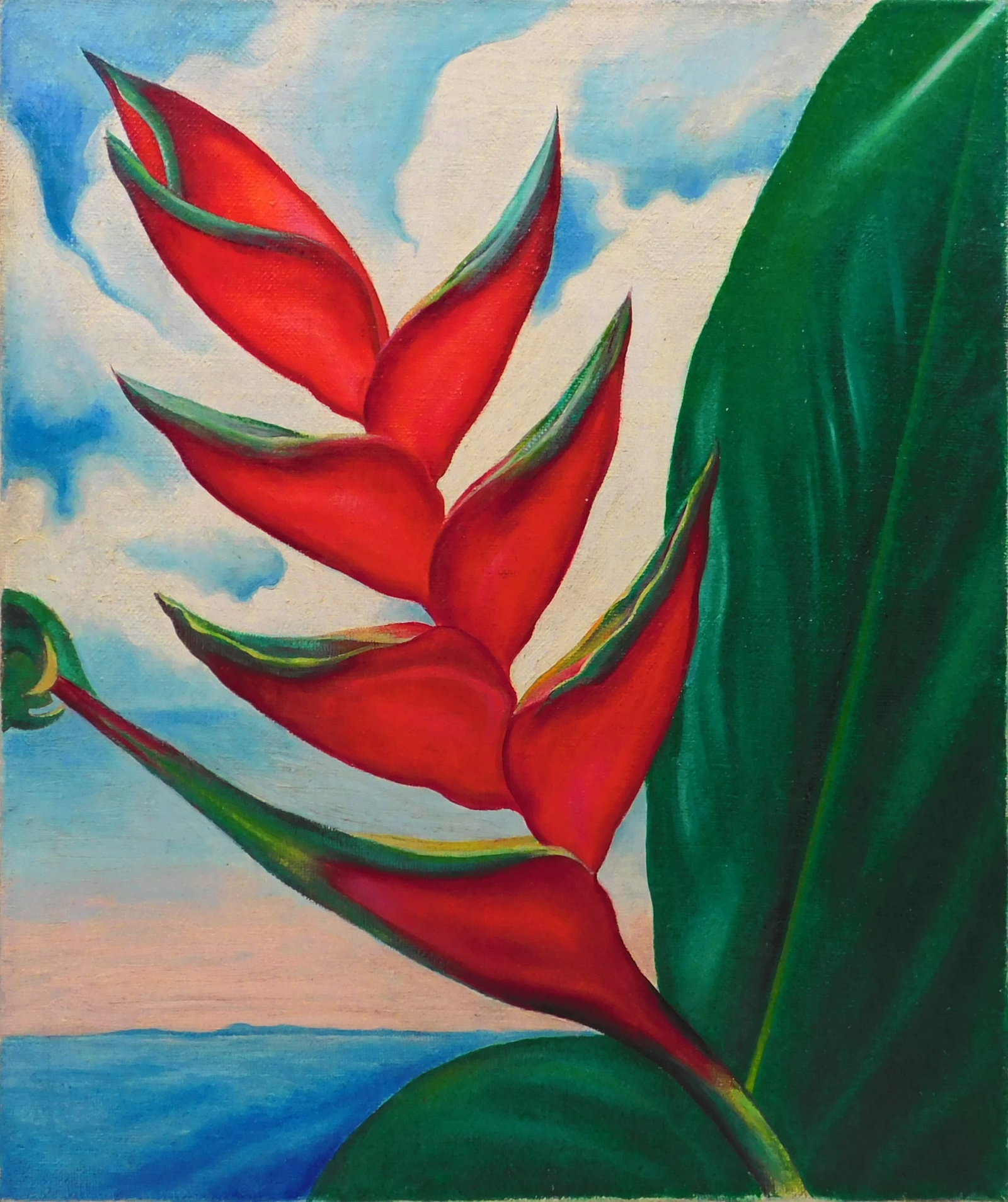 Georgia O'Keeffe, After: Crab's Claw Plant: Georgia O'Keeffe (American, 1887-1986) After: Crab's Claw Plant, 1939. Oil on burlap, signed, titled, and dated verso, unframed, label verso. Georgia O?Keeffe was an American modernist painter known a