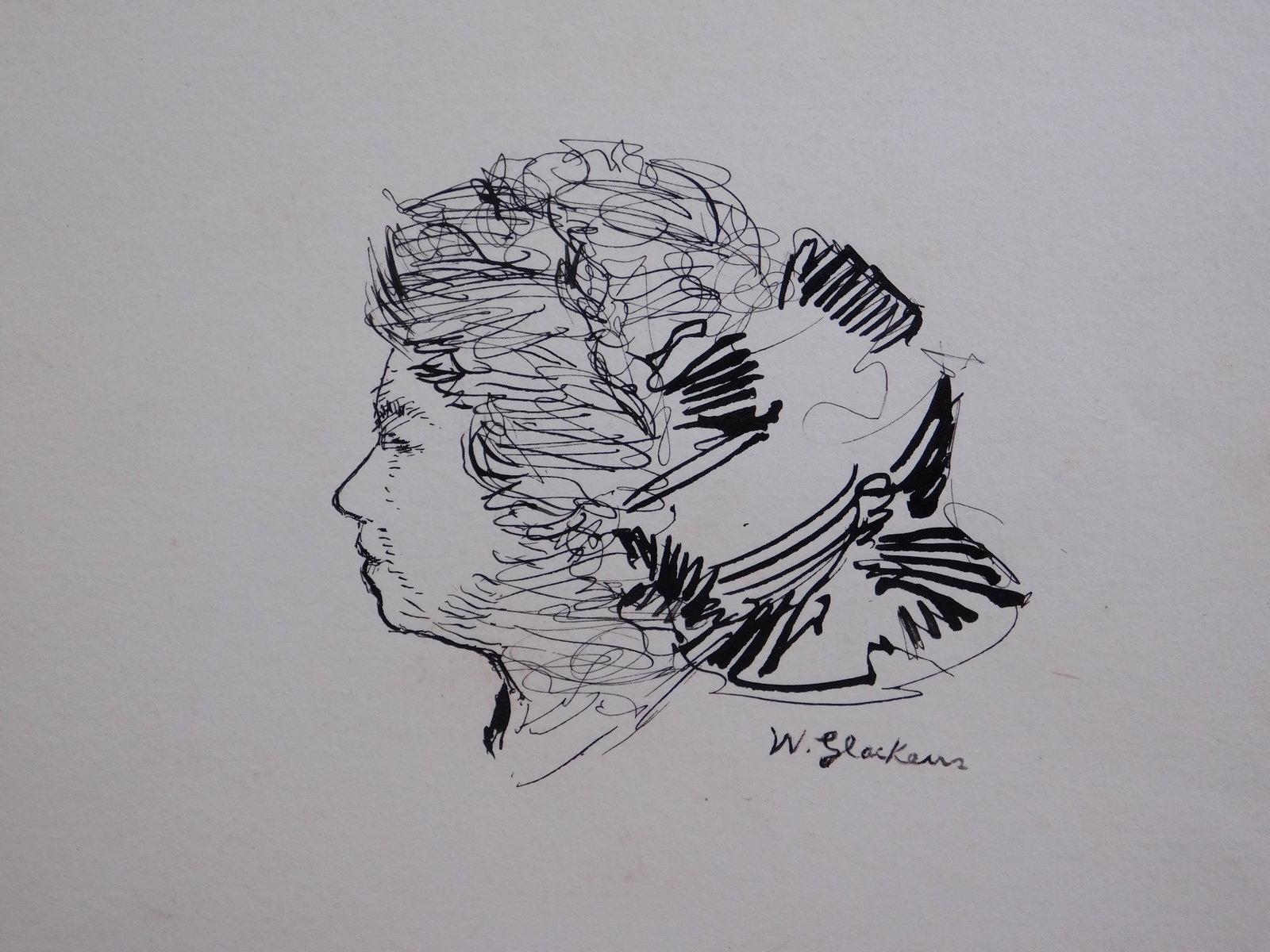 William Glackens . Portrait of Girl: William Glackens (American, 1870 - 1938). Portrait of Girl, Ink on heavy paper, mounted to mat board, signed. William James Glackens was an American realist painter and one of the founders of the