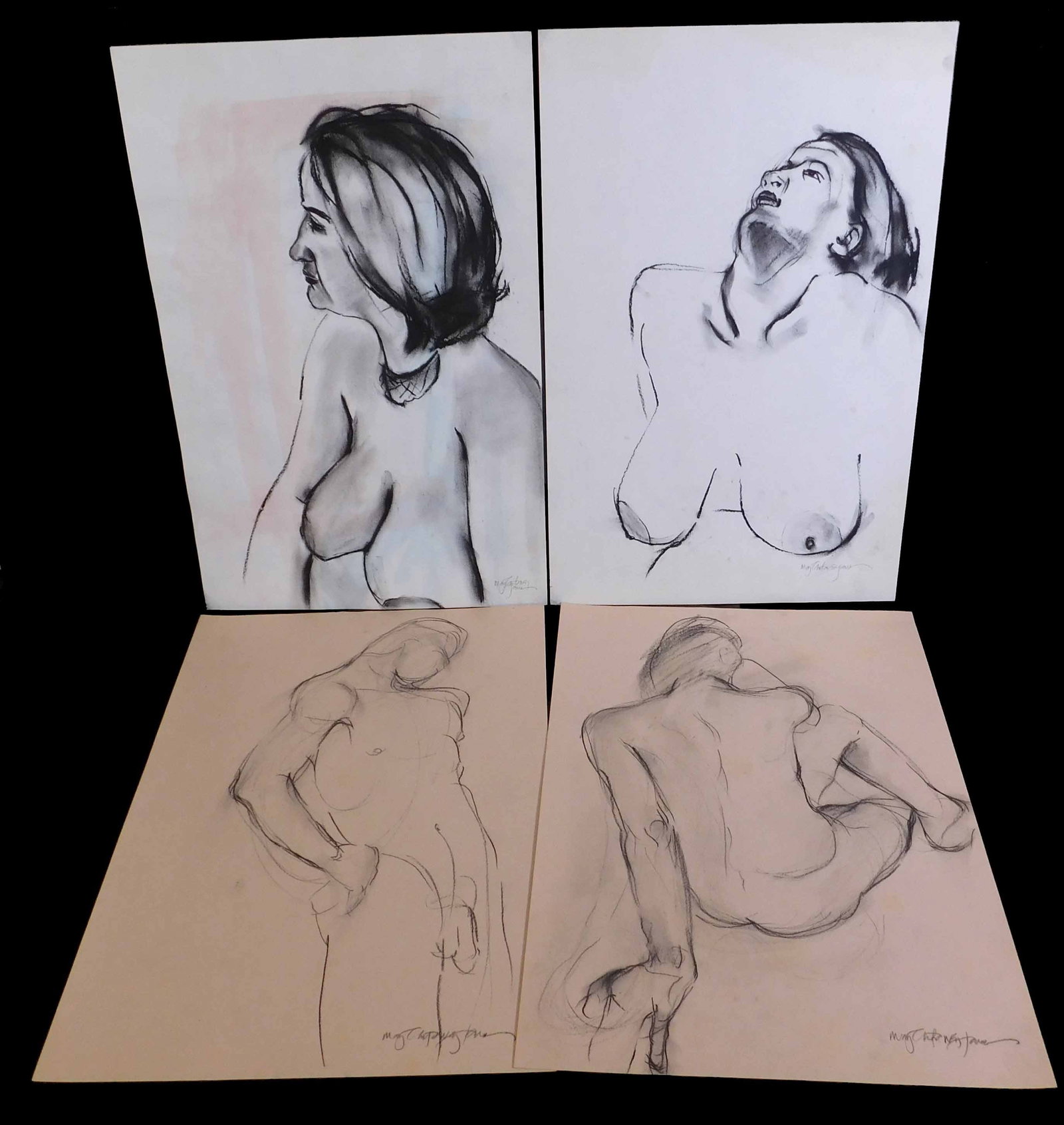 Mary Chatowsky Jameson: Figure Study: Mary Chatowsky Jameson (American, b. 1963), Figure Study. Charcoal on paper. Signed below. Mary Chatowsky Jameson, a Rhode Island native and Newport resident, is an artist and owner of Saltwater Studi