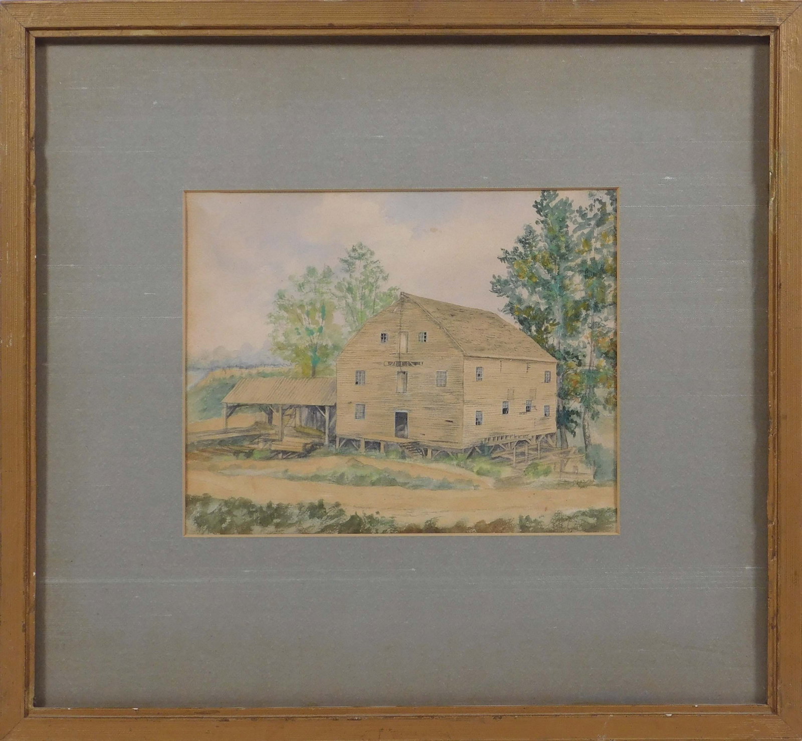 Tillie Bedeaux: Tone's Mill: Tillie Bedeaux (20th Century): Tone's Mill, ca. 1912. Watercolor on paper, framed. Verso has a short historical assesment witten by Rodney Lathrop verso. 14.5 x 15.5 inches framed; 6.5 x 8.5 inches si