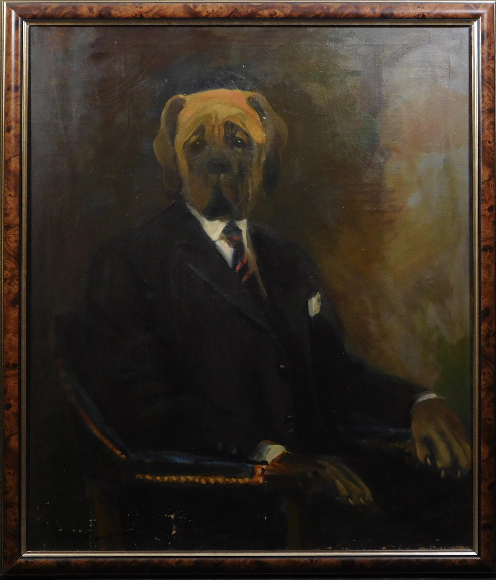 Erik G. Haupt: Corporate K-9 (Woof of Wall Street): Erik G. Haupt (German, 1891-1984): Corporate K-9 (Woof of Wall Street). Oil on canvas, signed lower left, framed. Haupt was born in Kassel, Germany, and attended the Maryland Institute (now Maryland