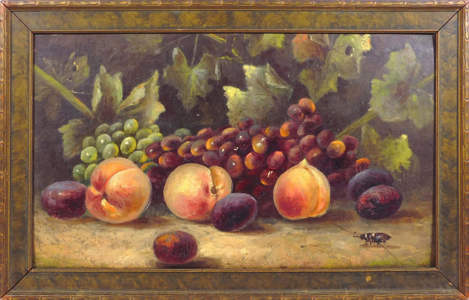 Meyer Straus, Attributed: Still Life with Beetle: Meyer Straus, Attributed (1831 - 1905): Still Life with Beetle. Oil on academy board, signed lower left, framed. Meyer Straus was a member of the Bohemian Club, and the San Francisco Art Association. 