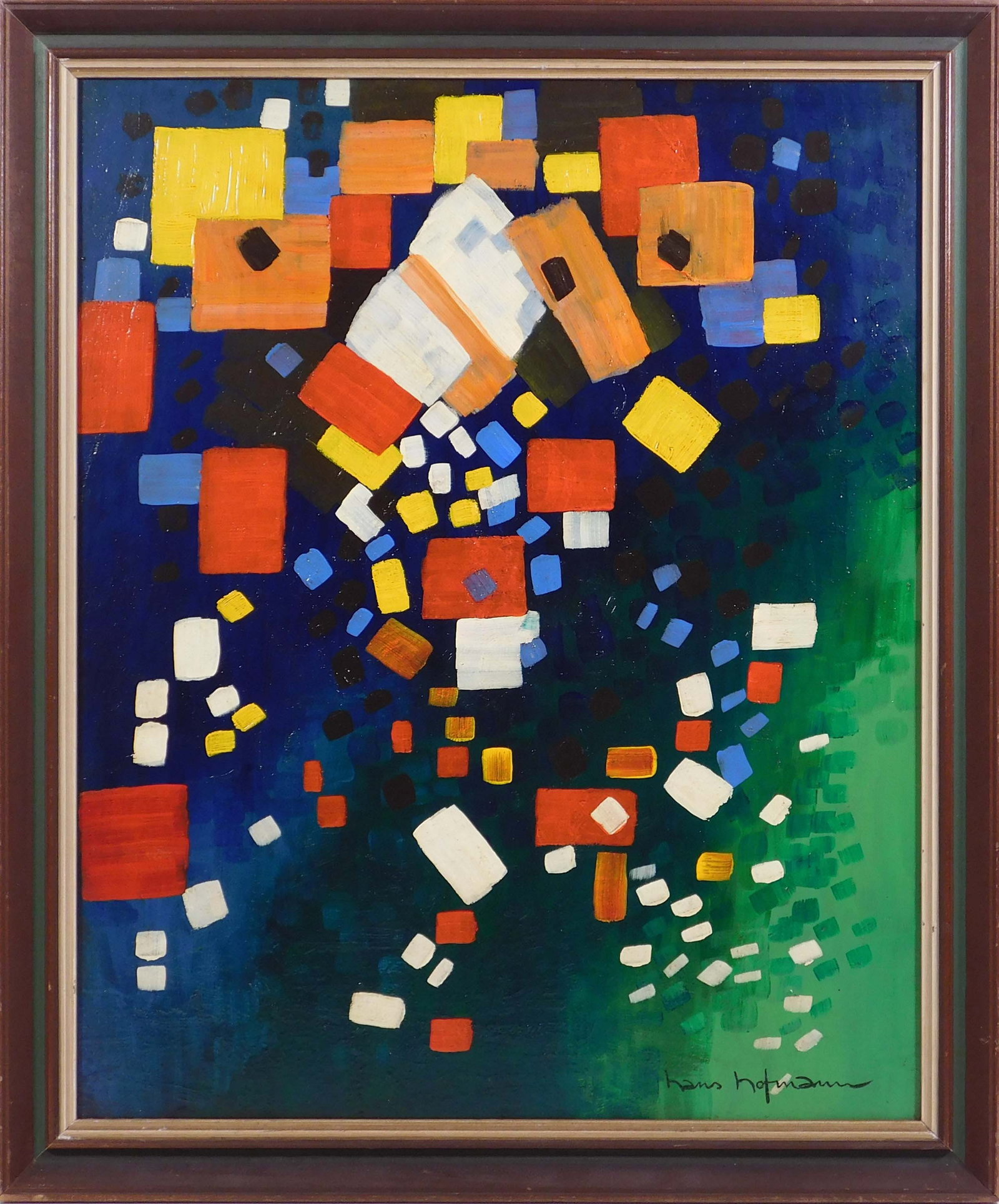 Hans Hofmann, Manner of : Abstract Composition: Hans Hofmann, Manner of (German/ American,1880-1966): Abstract Composition. Oil on masonite, signed lower right, framed. The only artist of the New York school to participate directly in European mode