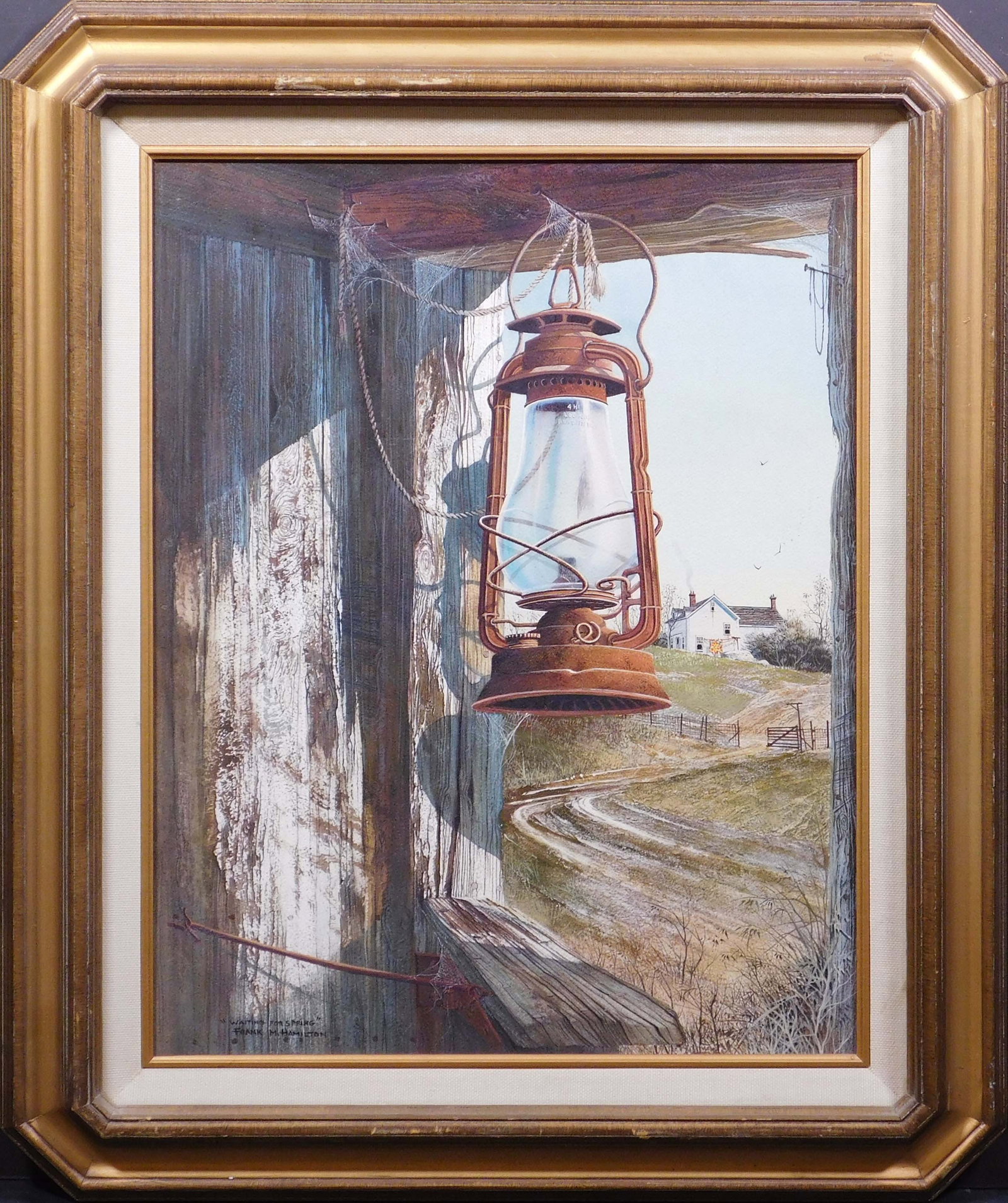 Frank Moss Hamilton: Waiting for Spring: Frank Moss Hamilton (American, 1930 - 1999): Waiting for Spring. Oil on board, signed and titled lower left, professionaly framd. Frank Hamilton is known for Watercolor marine, structures and landscap