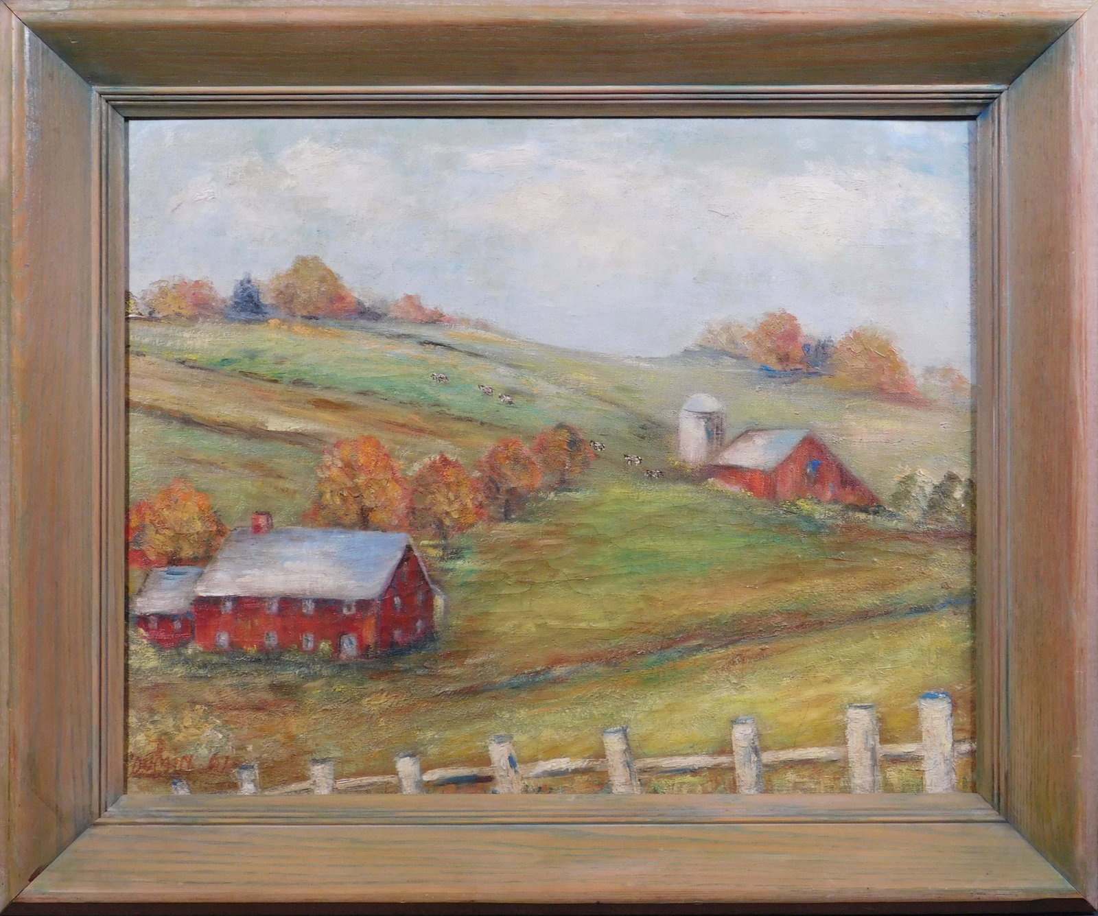 B. Dunim : Farm Landscape with Red Barn: B. Dunim (20th Century): Farm Landscape with Red Barn, 1961. Oil on canvas board, signed lower left, framed. 20.5 x 24 inches framed; 16 x 20 inches canvas board. Private collection, Maine, USA; 2010,