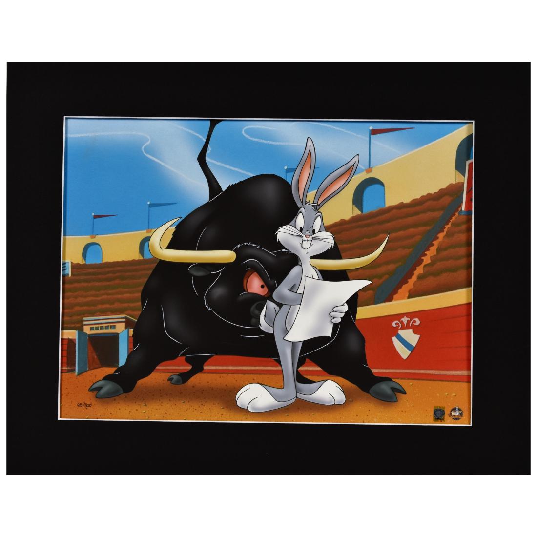 Bully For Bugs - Warner Bros. Giclee: A Warner Bros. limited edition giclee entitled "Bull For Bugs." This scene is taken from an actual "freeze frame" from the Looney Tunes cartoon short, Bully For Bugs, released in 1952 under the direct
