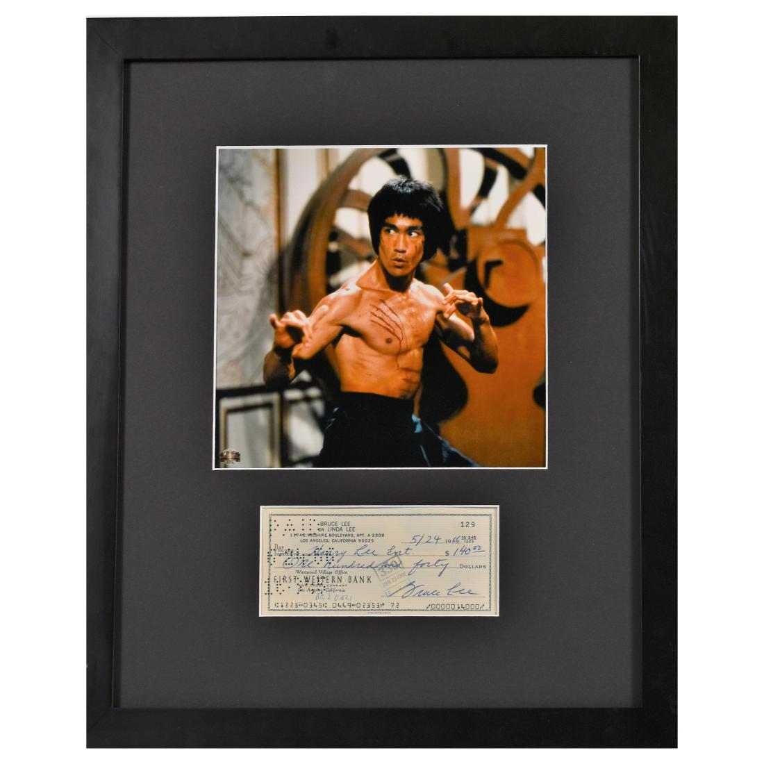 Bruce Lee Photo with Reproduction Check Framed (1 of 4)