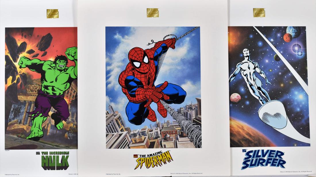 3 Marvel lithos The Incredible Hulk, Spider-Man, Silver (1 of 7)