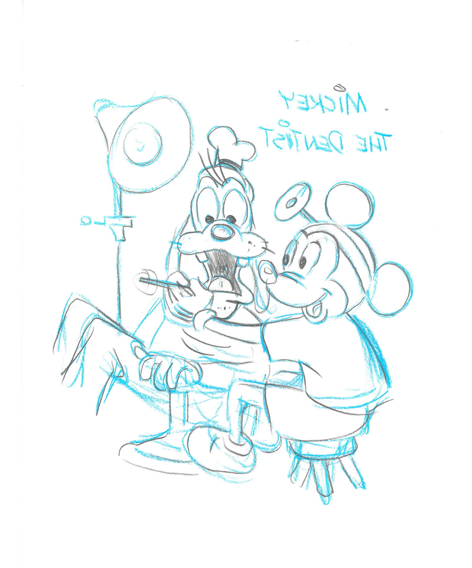 3 Dental themed Disney Drawings - Mickey, Donald, (1 of 3)