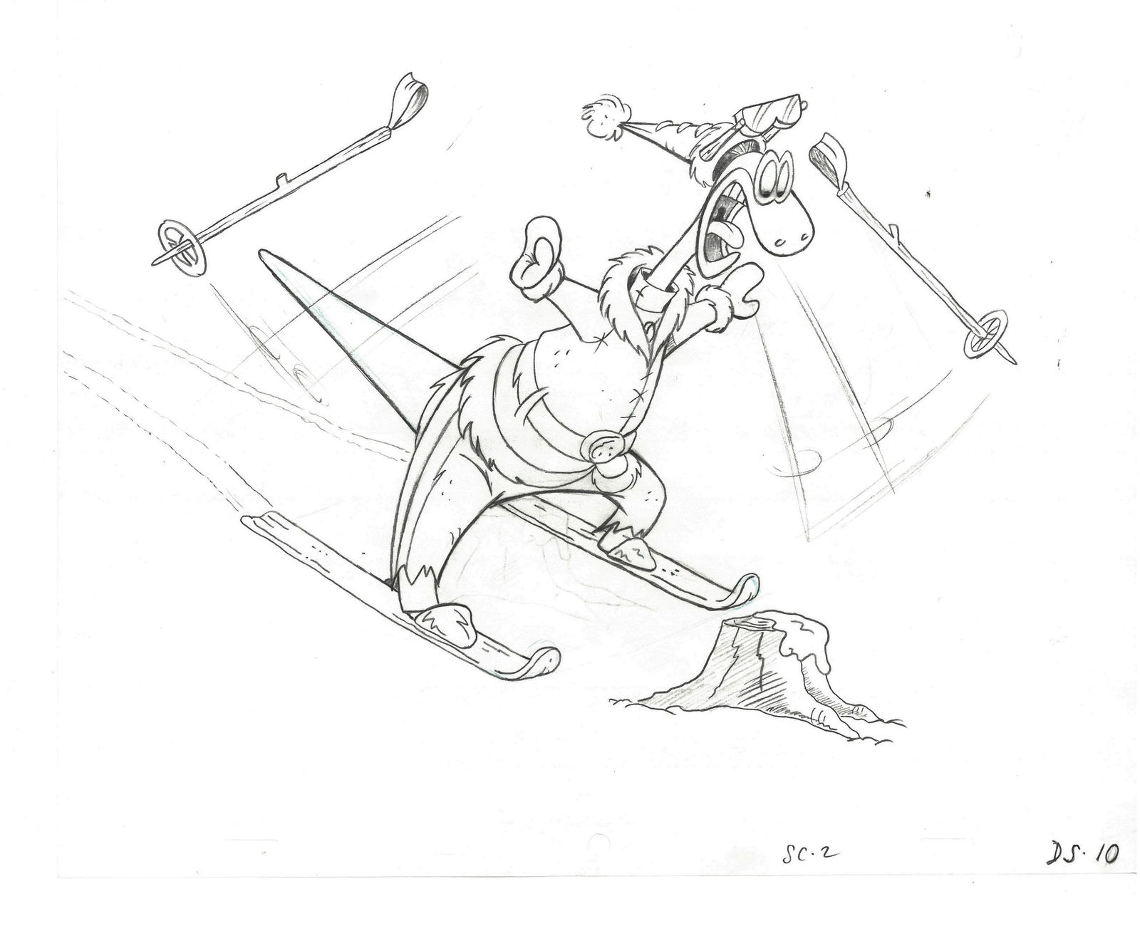 2 Sequential Production Drawings of Flintstones - Dino (1 of 3)