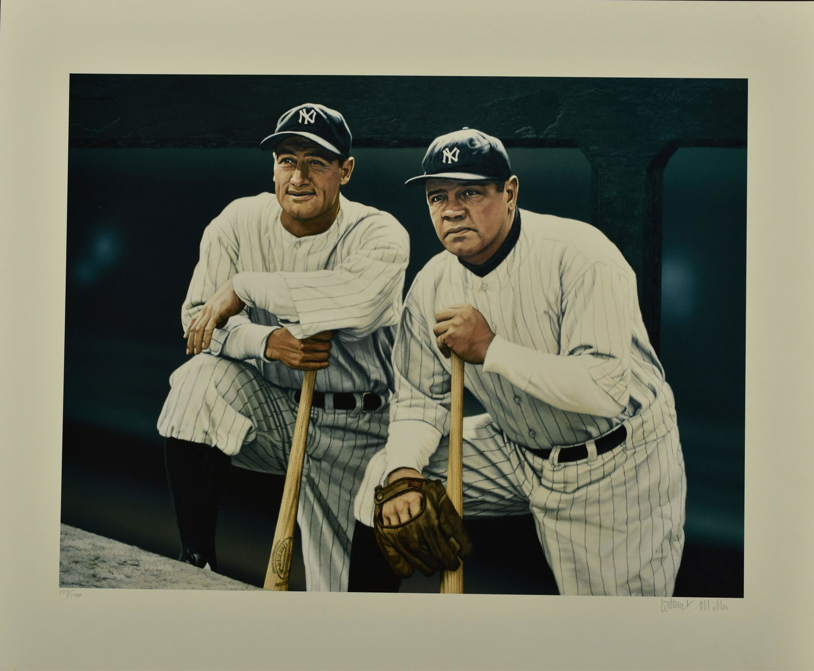 Babe Ruth and Lou Gehrig Photo - artist signed (1 of 3)