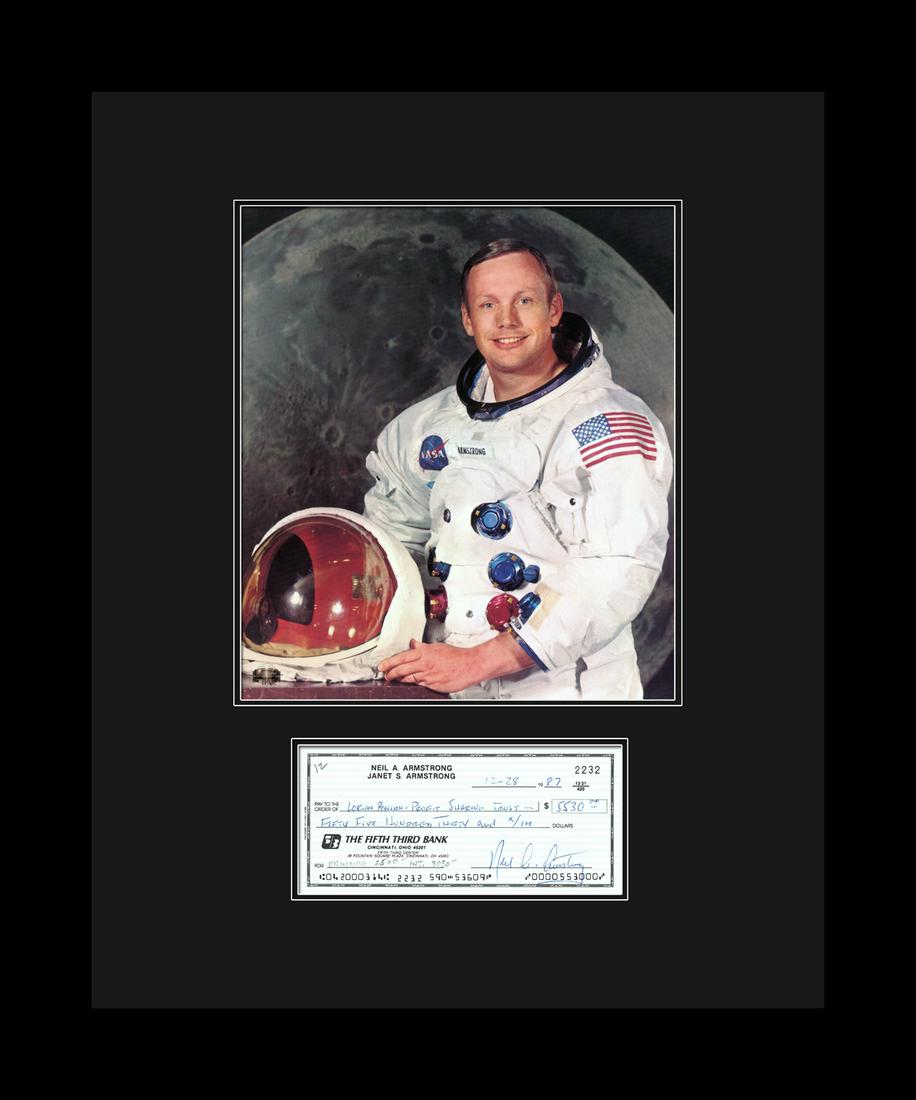 Neil Armstrong with repoduction signed personal check (1 of 4)