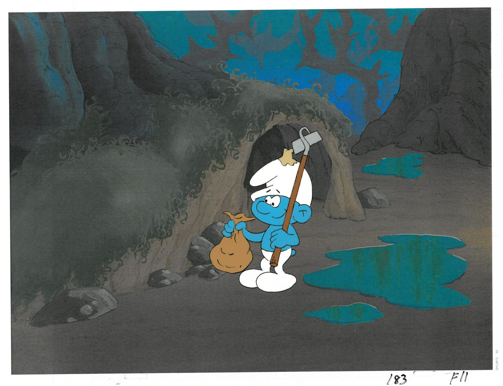 2 Smurfs Production Cels -Farmer and Handy Smurf (1 of 2)