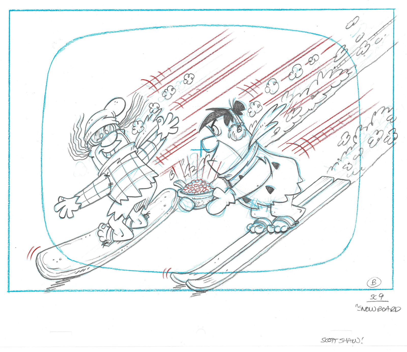 Flintstones Signed Drawing - Fred Flintstone and Barney (1 of 2)