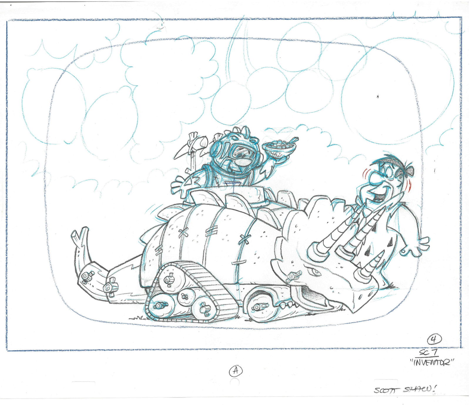 Flintstones Signed Drawing - Fred Flintstone and Barney (1 of 2)