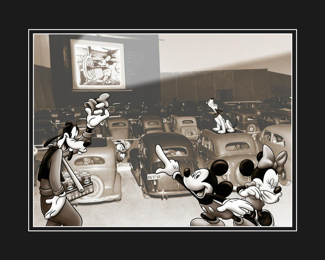 Mickey Mouse - Drive In Archival Image Matted (1 of 2)