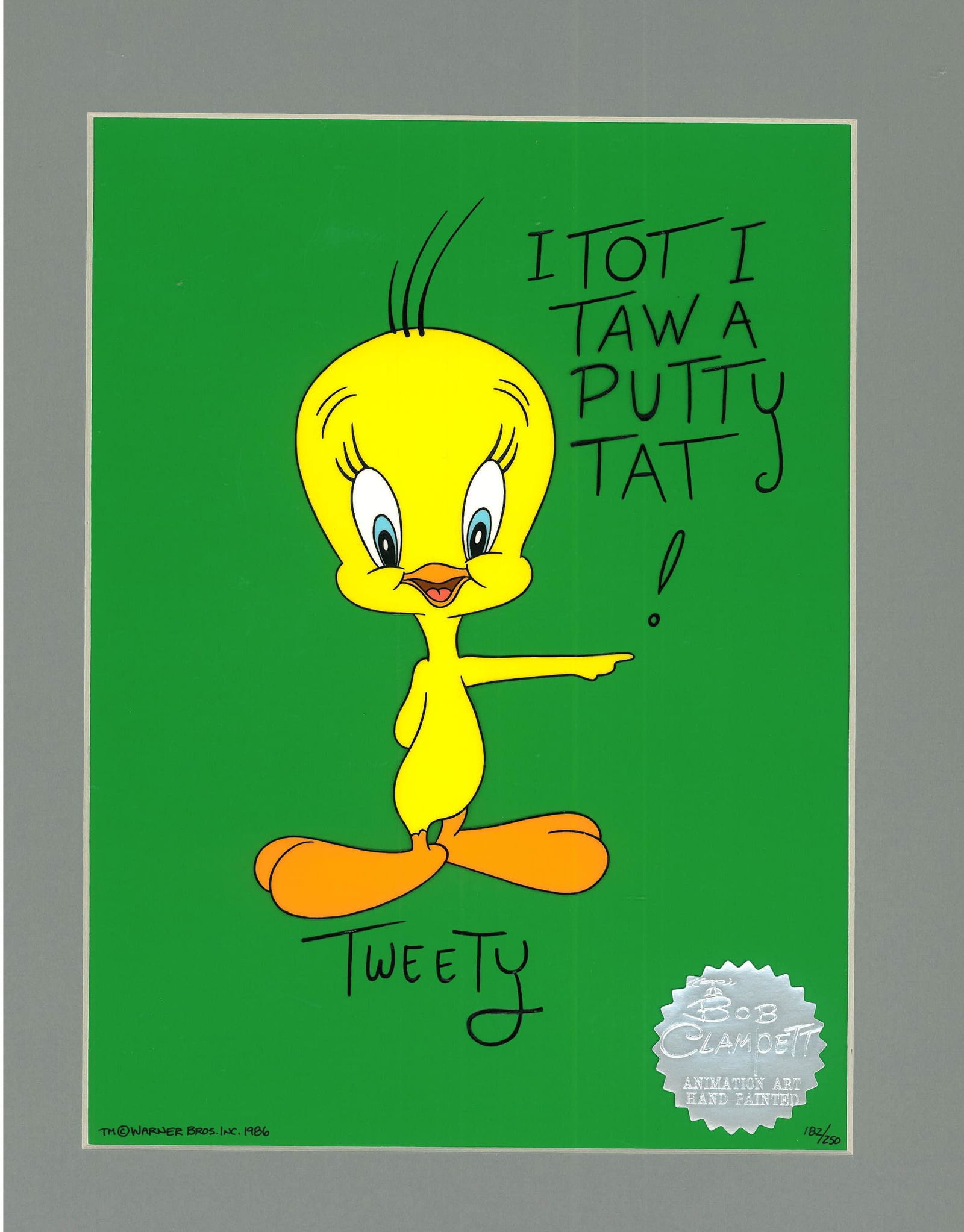 Bob Clampett - Tweety Bird LE Hand-Painted Cel (1 of 3)