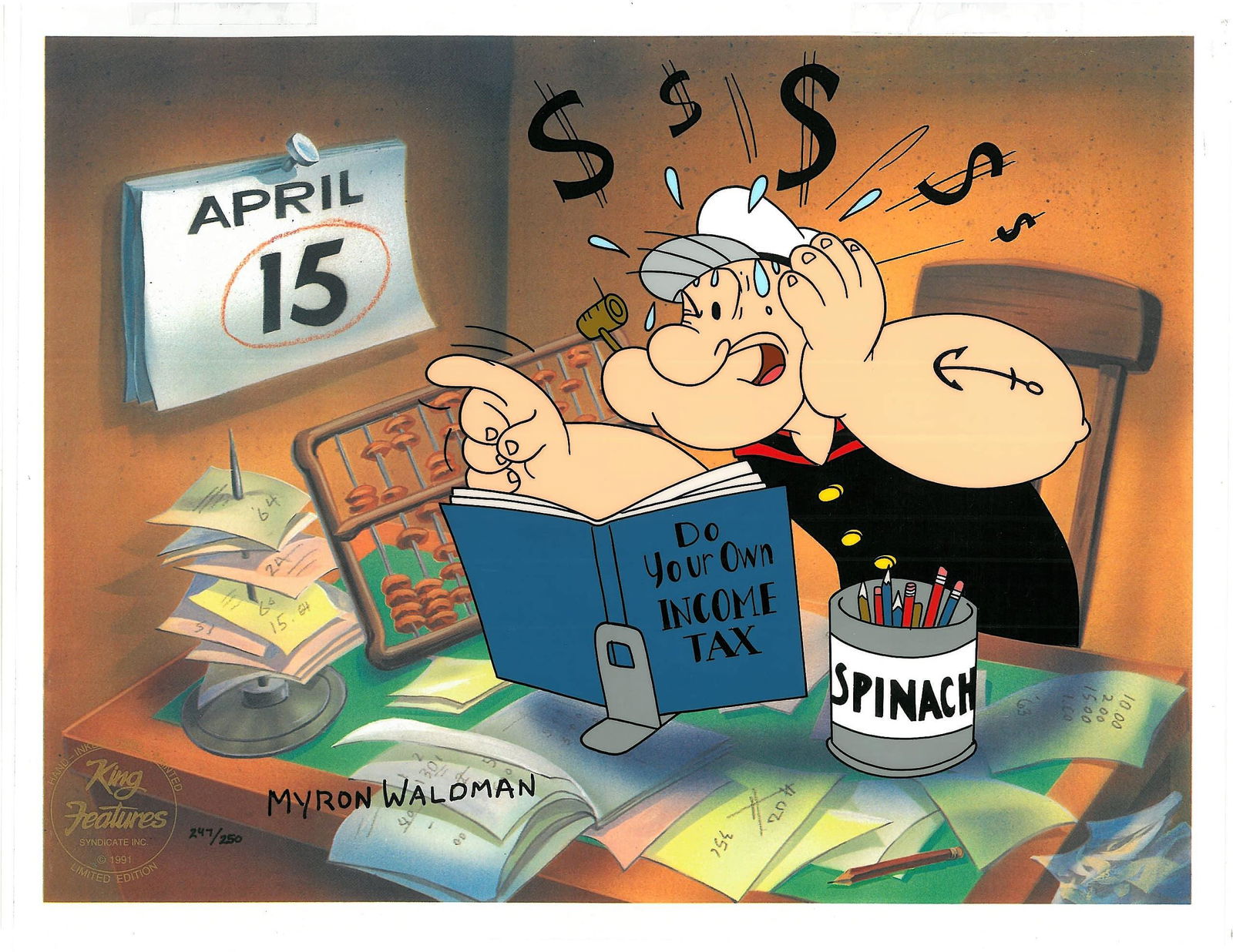 Popeye - LE HP Cel signed Waldman-Who Does Your Taxes? (1 of 4)