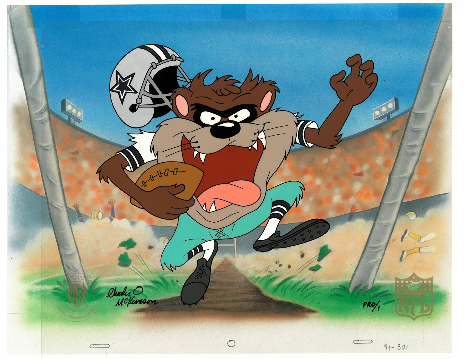 Dallas Cowboys - Hand-Painted Taz Cel Signed (1 of 3)