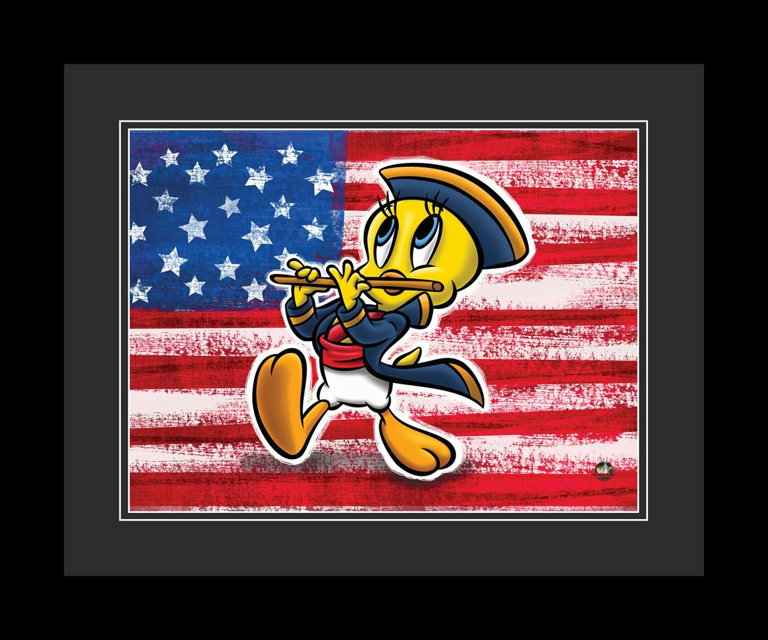 Patriotic Tweety Bird -Warner Bros. Giclee-Deluxe: A Warner Bros. fine art limited edition giclee entitled " Patriotic Tweety Bird " Is limited to 500 pieces. Is presented deluxe matted and framed. Comes with certificate of authenticity. 16x20