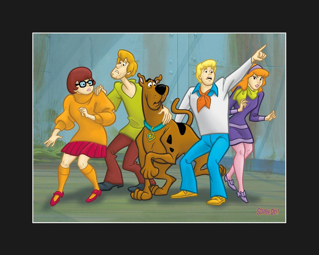 Scooby-Doo and the Gang - LE Fine Art -Giclee - Matted: This fine art giclee is entitled â€œScooby and the Gang” Scooby-Doo was first produced by Hanna-Barbera Productions in 1969 and continues to the present day as one of the great cartoon series of