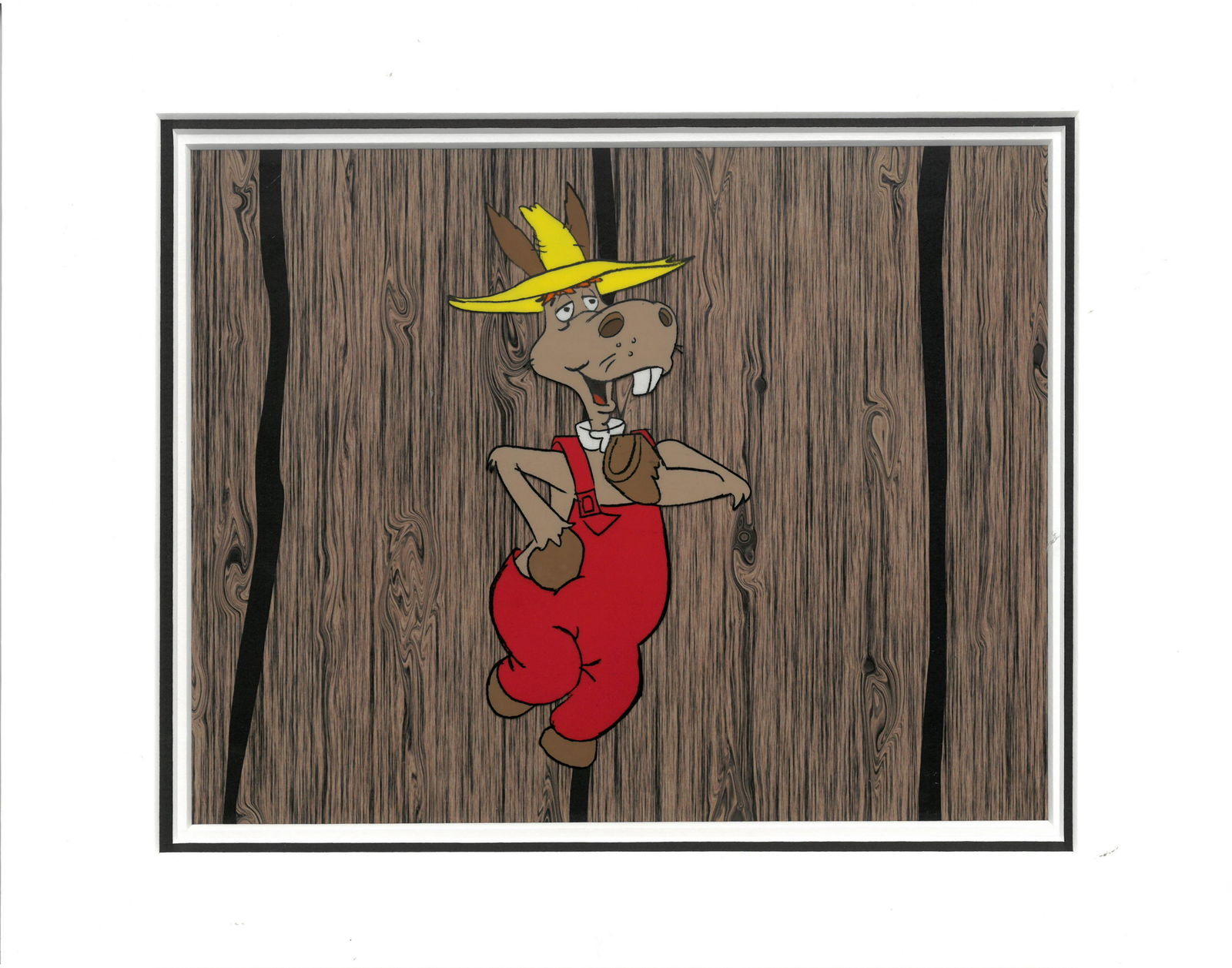 Hee-Haw Production Original Cels-Matted: An original production cel with matching drawing from the Television Show " Hee-Haw" 1969. Welcome to Hee Haw! Starring Roy Clark and Buck Owens , Country-themed comedy series that premiered on 6/15/6