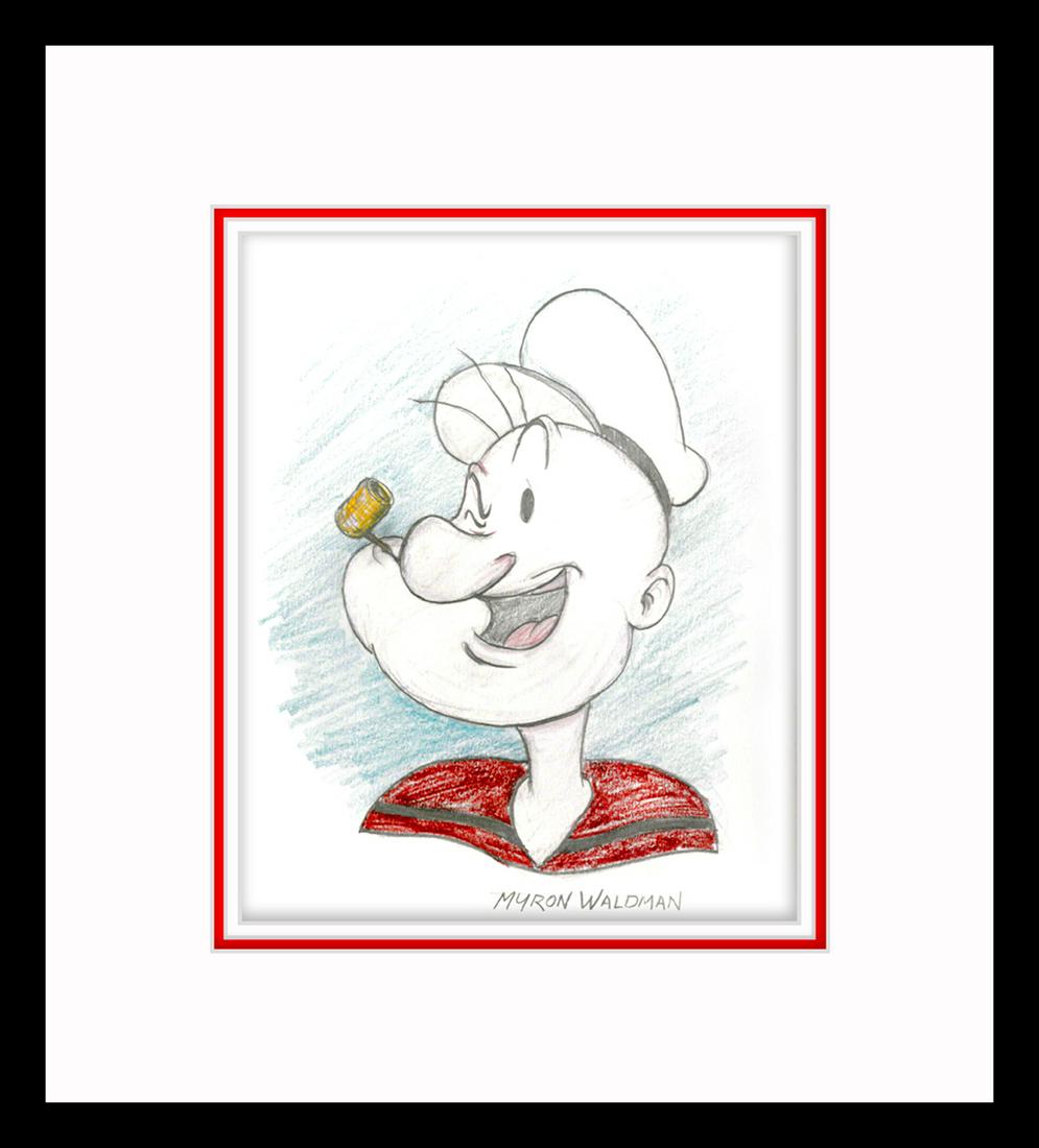 Popeye - Original Signed Myron Waldman Colored Sketch & (1 of 2)