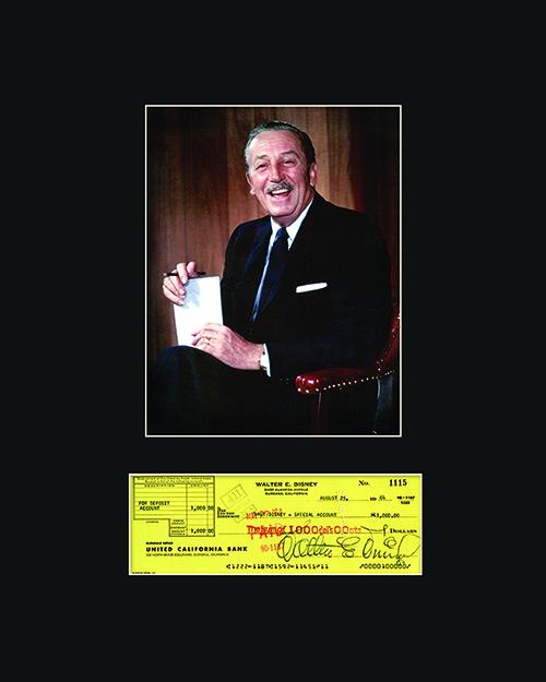 Walt Disney with Reproduction Check Matted (1 of 1)