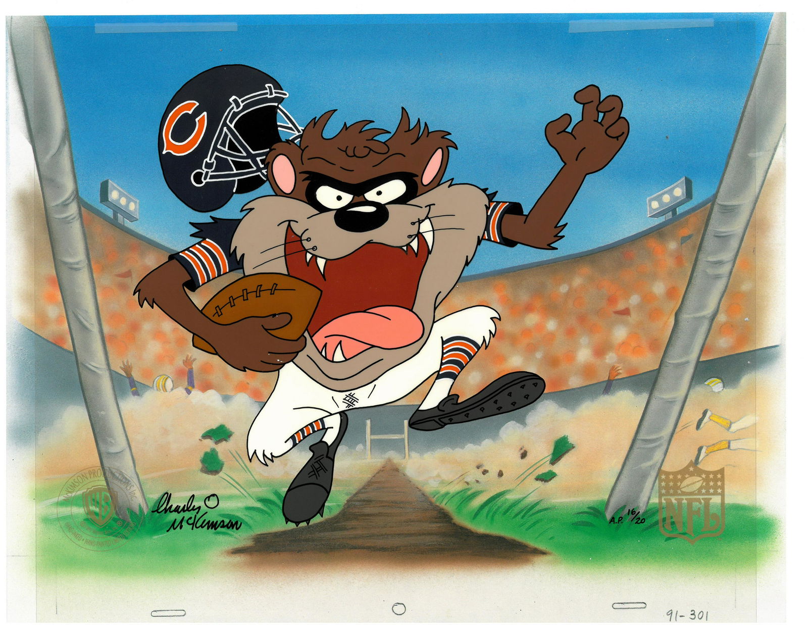 Chicago Bears - Hand-Painted Taz Cel Signed (1 of 3)