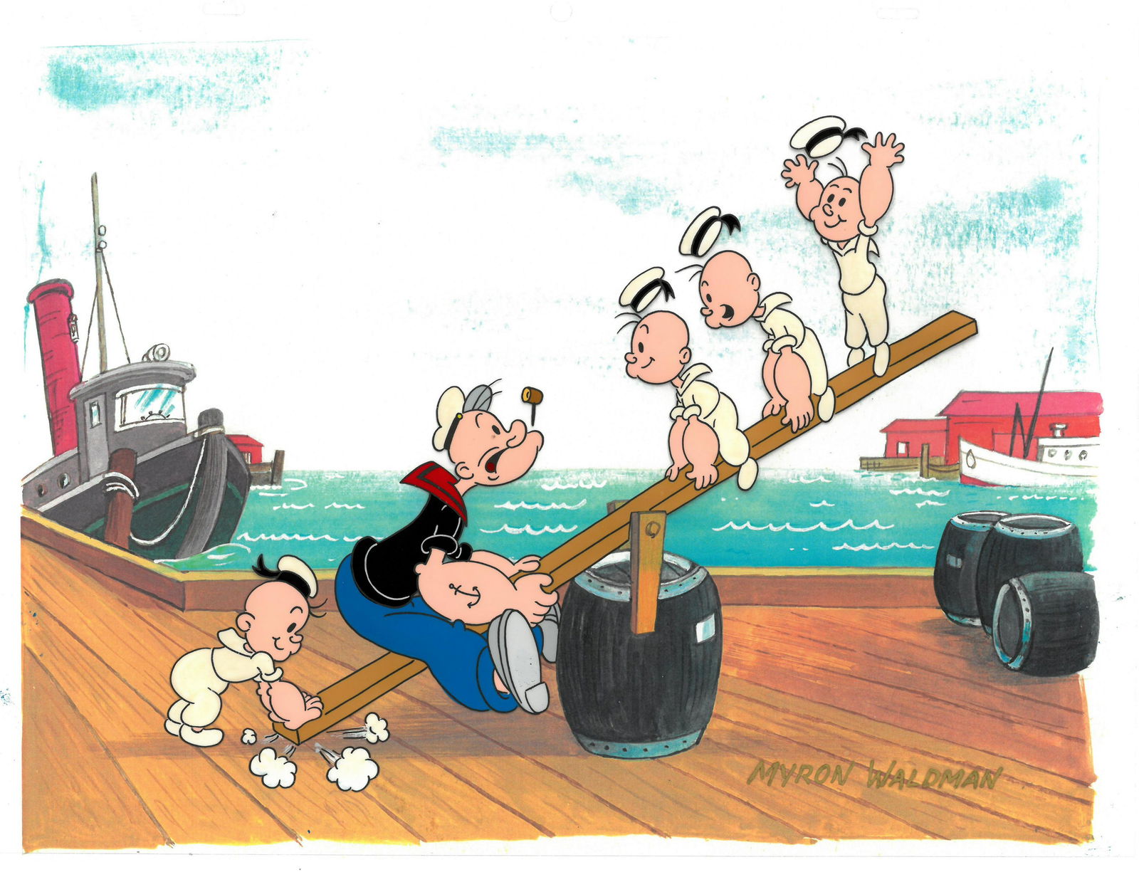 Popeye - Signed HP Cel with Nephews (1 of 1)