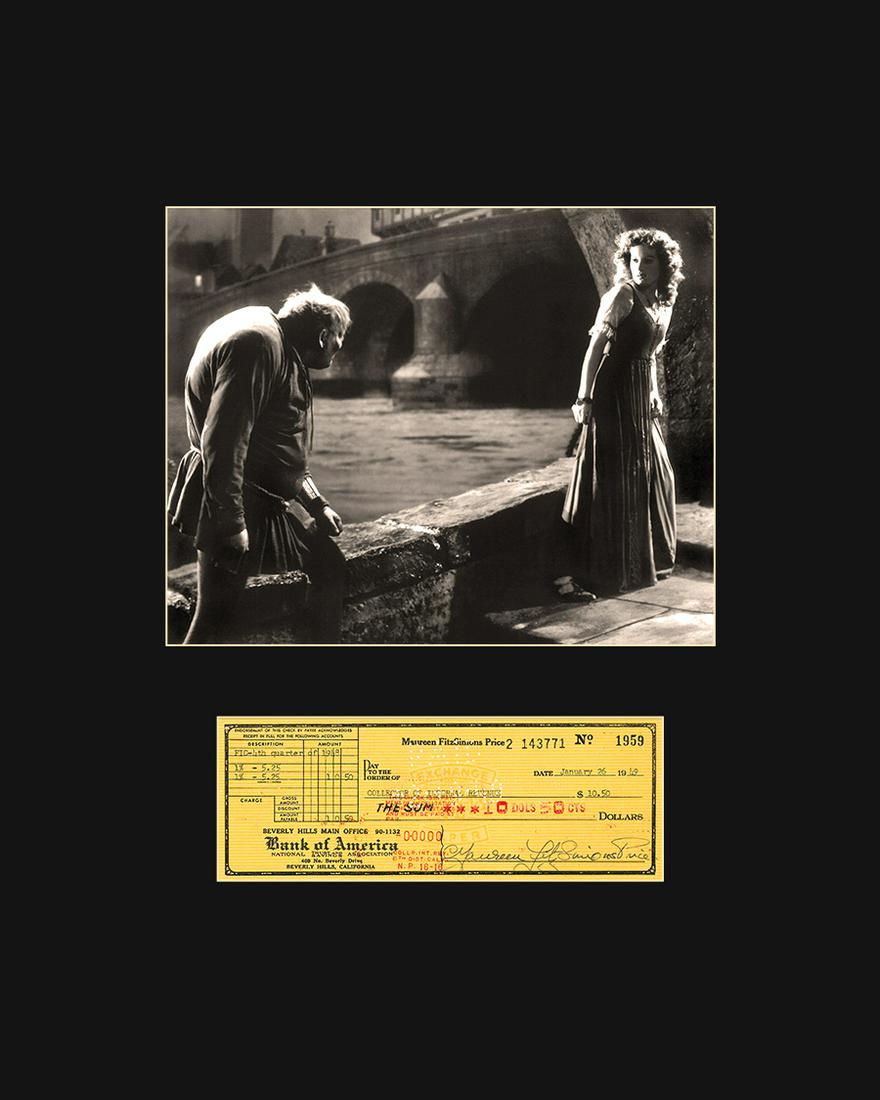 1949 Maureen O'Hara Authentic Check/Photo-Hunchback of (1 of 4)