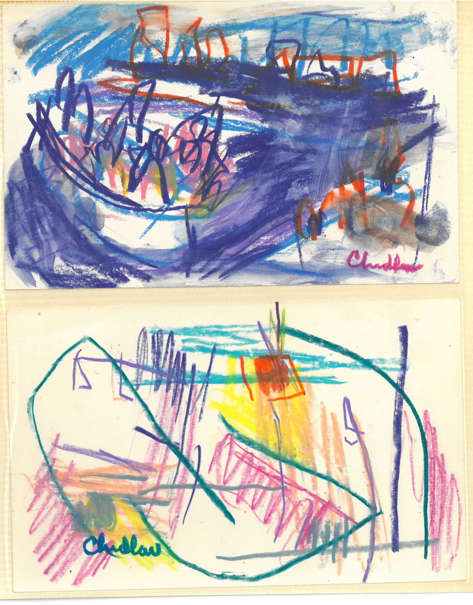 Paul Chidlaw - Signed Set of 2 Original Abstract Scenes (1 of 1)