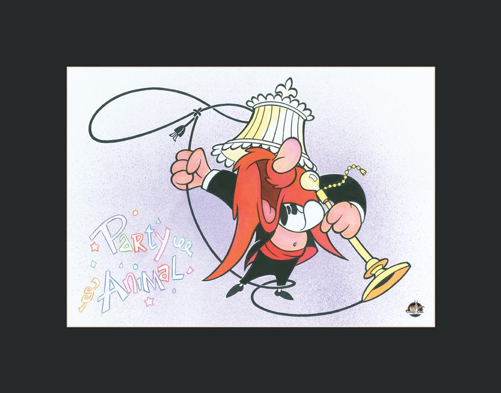 Yosemite Sam - Party Animal - L.E. Water Color: This 11x14 limited edition water-color lithograph, licensed by Warner Bros. features Yosemite Sam as the Party Animal . COA Edition Size - 100 Presented Matted