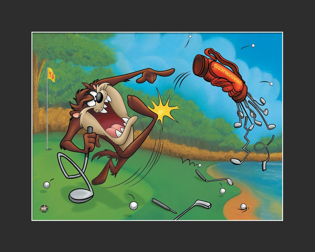Taz - Fine Art WB Giclee - Terrible Taz Golf: This fine art Warner Bros. giclee is entitled â€œ Terrible Taz Golf .” Clearly the funniest adversary to Bugs Bunny is Tasmanian Devil- a voracious, disheveled, whirlwind of teeth, claws, bl