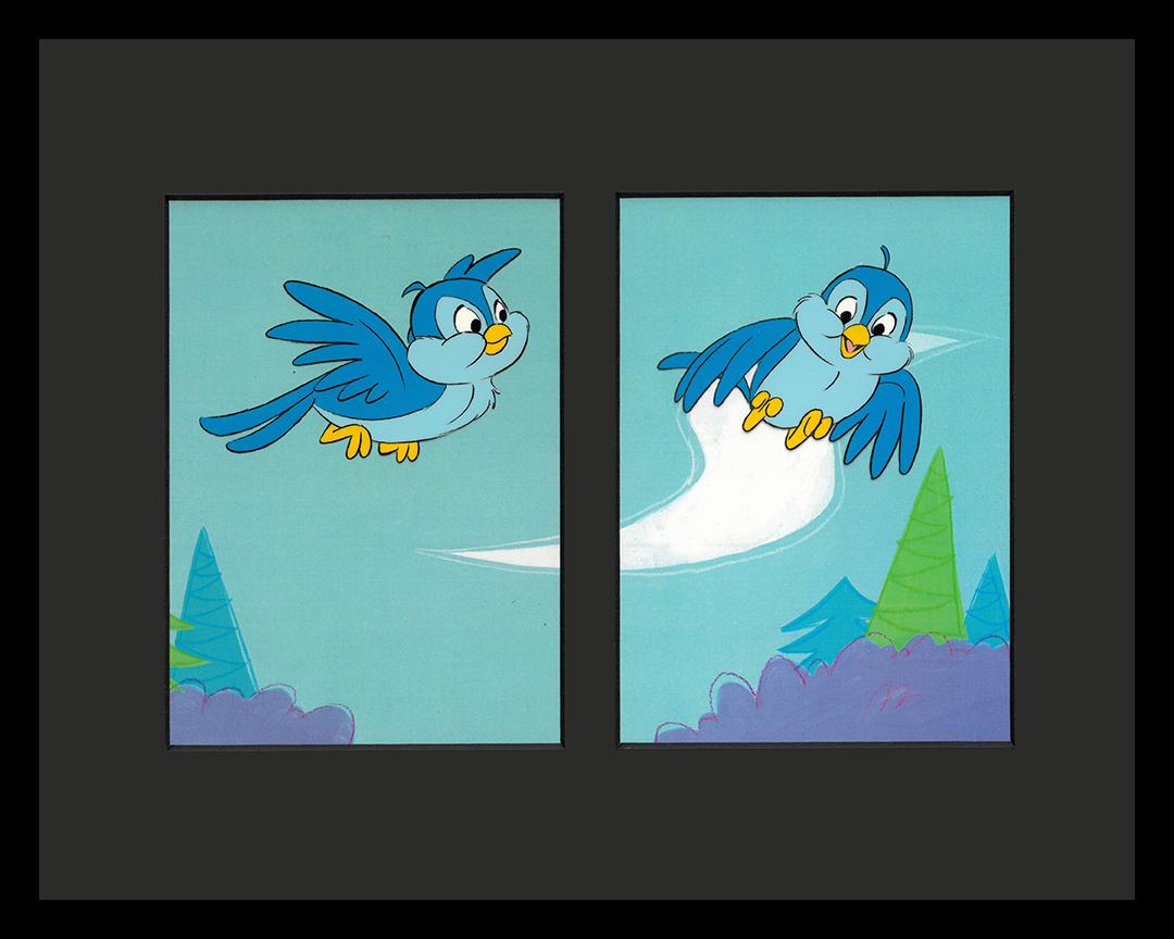 Disney/Mattel 1993 -Original Production Cels-Framed: Original Matted Production cels from the Playhouse Productions Commercial - " Learn to Care" Disney/Mattel 1993 . Playhouse Pictures, Hollywood, founded in the 1950's produced many well-known animatio