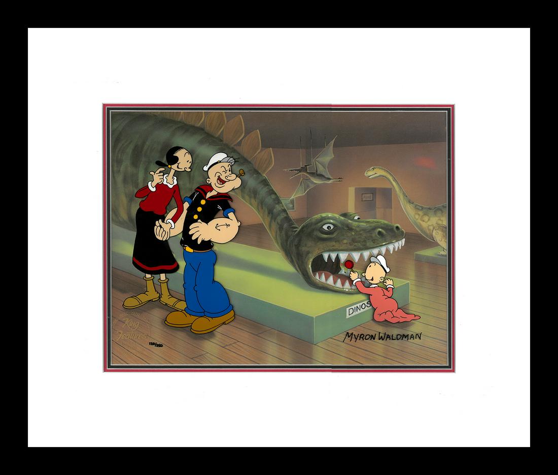 Popeye, Olive Oyl- Signed - Hand-Painted Cel - Don't Feed the Dinosaur (1 of 2)