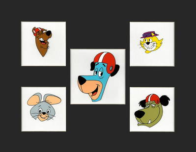 Scooby-Doo, Huckleberry, Mutley, Pixie Top Cat- Original HB Production Cels: 5 original production Hanna-Barbara cels featuring Scooby-Doo, Top Cat, Mutley, Pixie and Huckleberry Hound. These were used for the August 1995 Commercial -Purina Bowl Sweepstakes directed by Gerry W