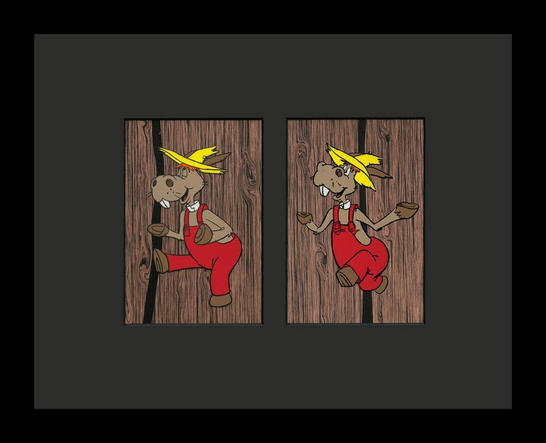 Hee-Haw Production Original Cels/Drawings-Framed (1969-1971): Original production cels with matching drawings from the Television Show " Hee-Haw" 1969. Welcome to Hee Haw! Starring Roy Clark and Buck Owens , Country-themed comedy series that premiered on 6/15/69