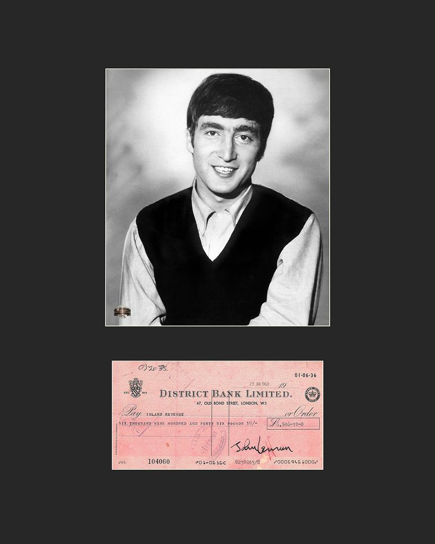 John Lennon with Reproduction Check -Matted (1 of 1)