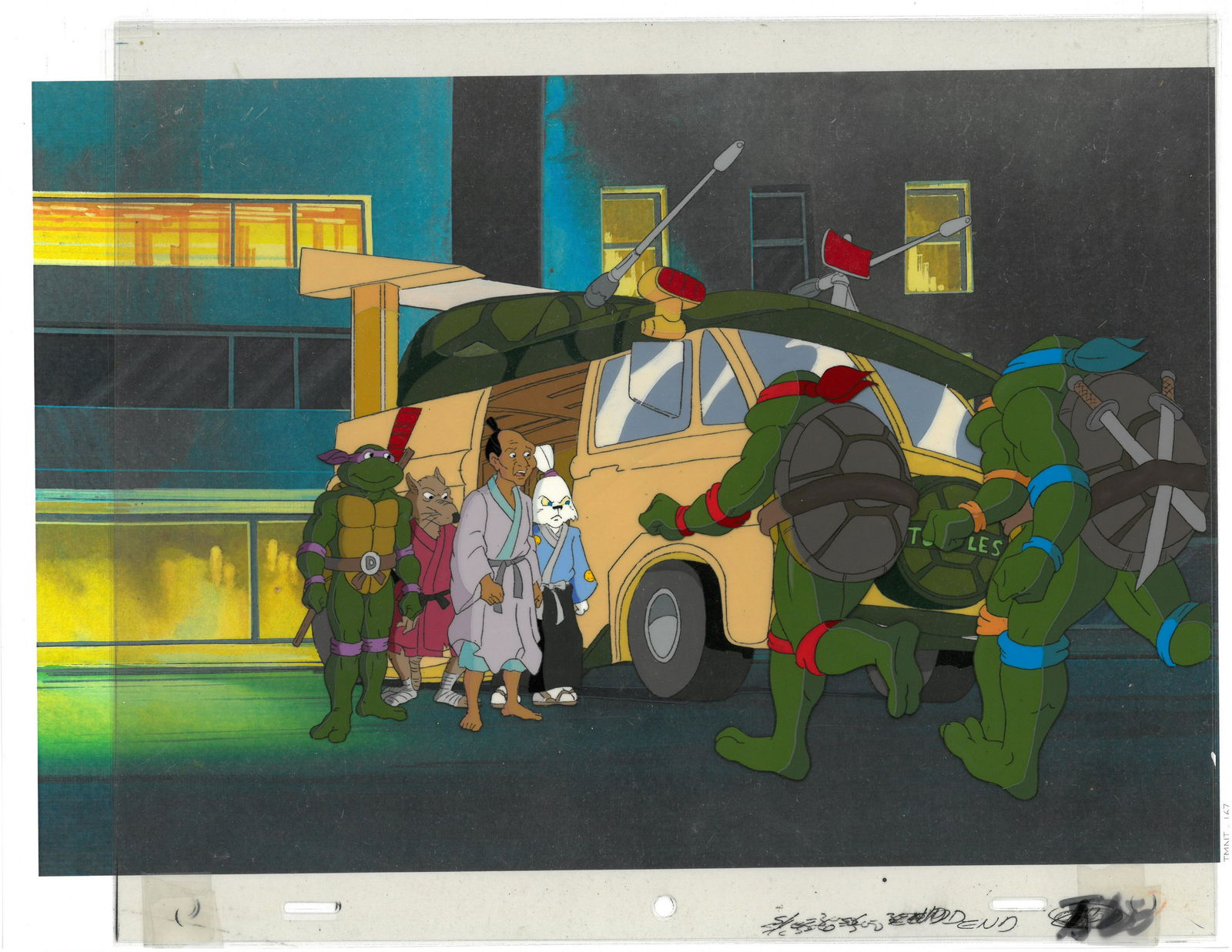 All 4 (TMNT) Turtles, Usagi & Splinter- Original Multi-Cel Production Set-up (1 of 1)