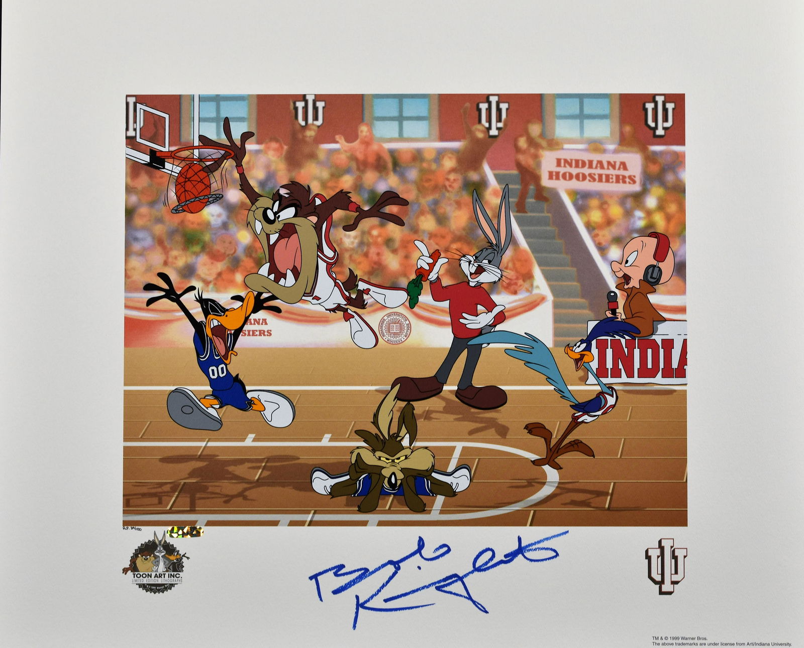 Bobby Knight signed Warner Bros. L.E. IU Lithoserigraph (1 of 5)