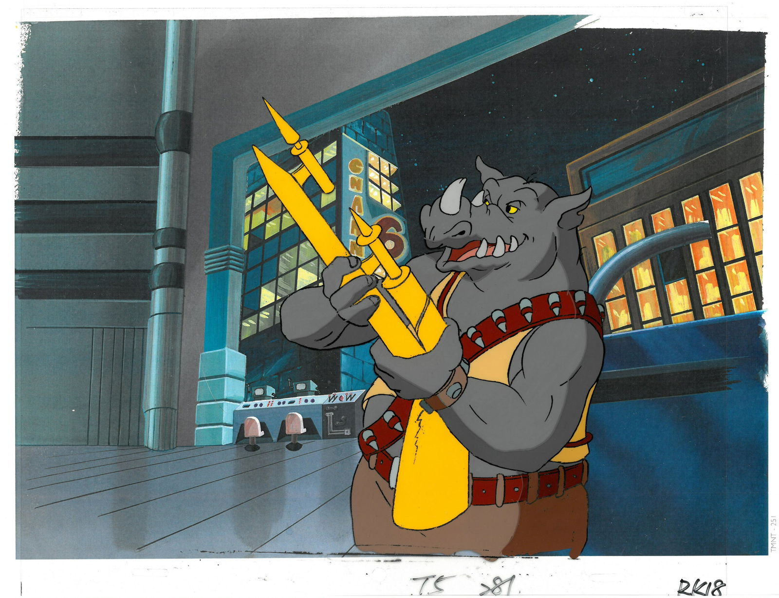 Rocksteady of (TMNT) Turtles- Original Production Cel (1 of 1)